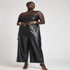 Faux Leather Cargo Jumpsuit image number null