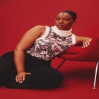 Sleeveless Printed Turtleneck Sweater image number null