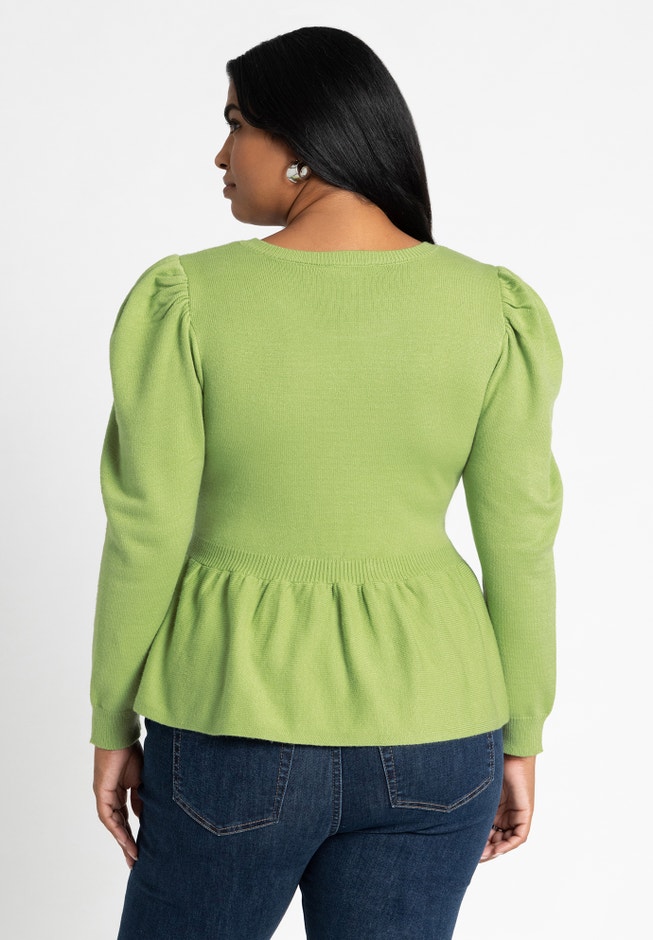 Peplum Puff Sleeve Sweater image number 1