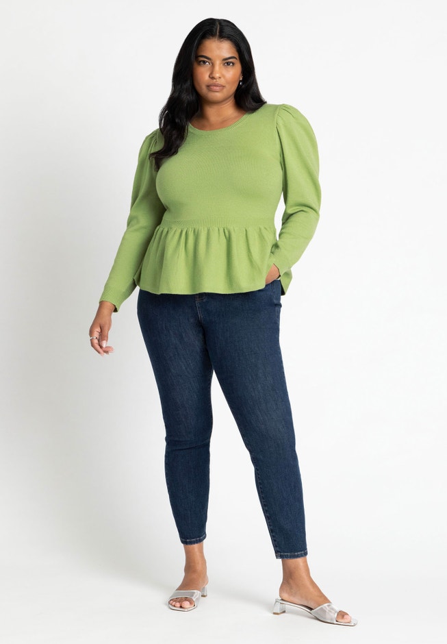 Peplum Puff Sleeve Sweater image number 2