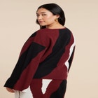 V Neck Intarsia Sweater image number null