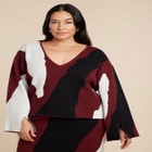 V Neck Intarsia Sweater image number null