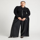 Faux Leather Detail Sweater image number null