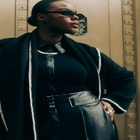 Faux Leather Detail Sweater image number null