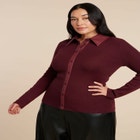 Faux Leather Detail Sweater image number null