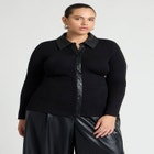 Faux Leather Detail Sweater image number null