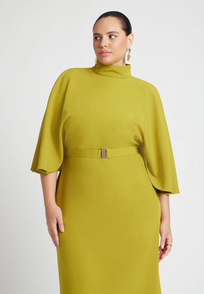 Cape Sleeve Belted Midi Dress image number 2