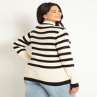 Striped Mock Neck Sweater image number null