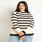 Striped Mock Neck Sweater image number null