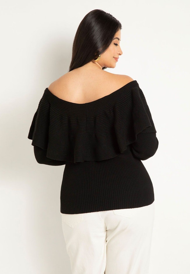 Off The Shoulder Sweater With Flounce image number 1