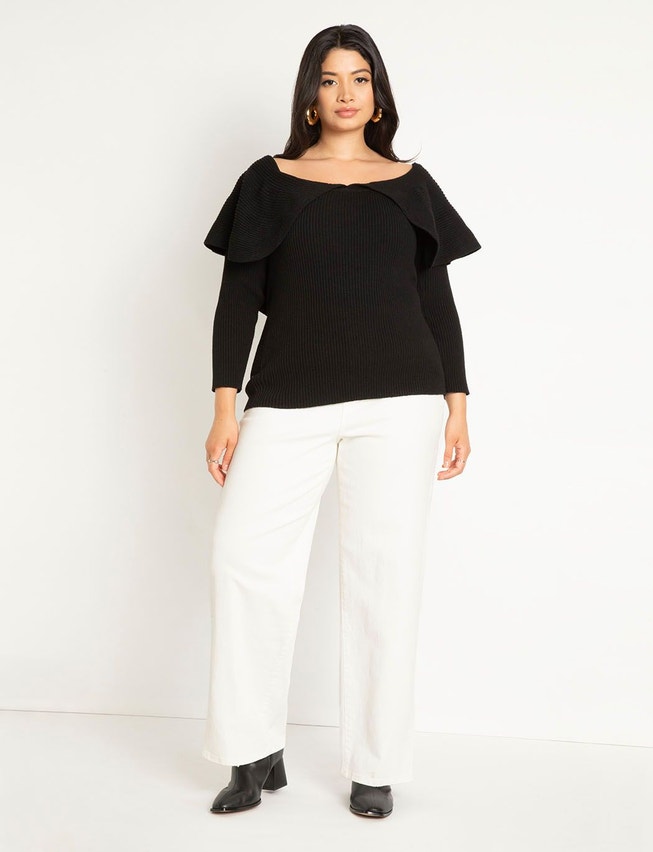 Off The Shoulder Sweater With Flounce image number null