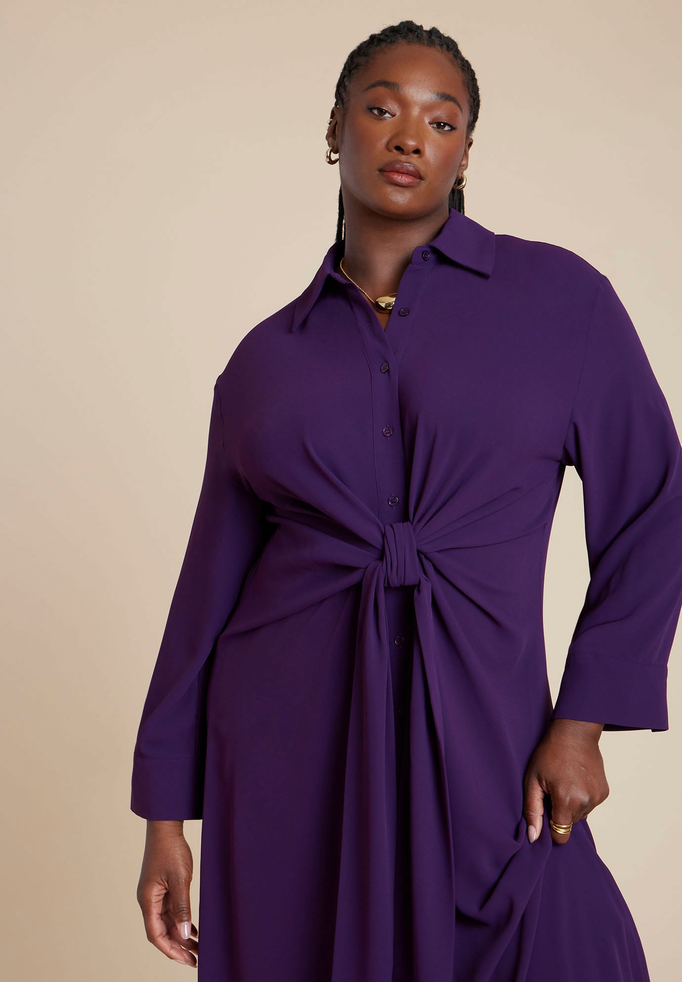 Tie Front Oversized Shirt Dress image number 2