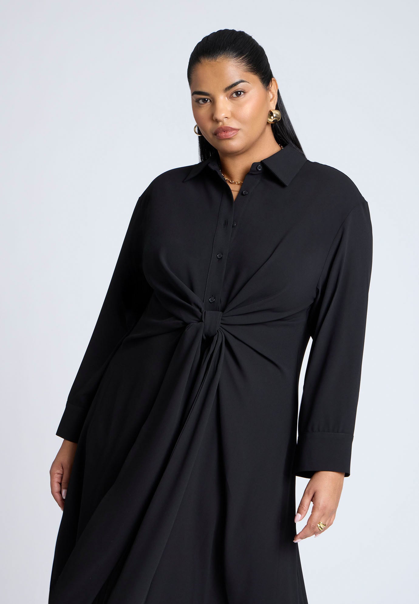 Tie Front Oversized Shirt Dress image number 3