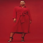 Tie Front Oversized Shirt Dress image number null