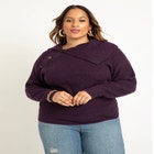 Asym Button Collar Sweater image number null