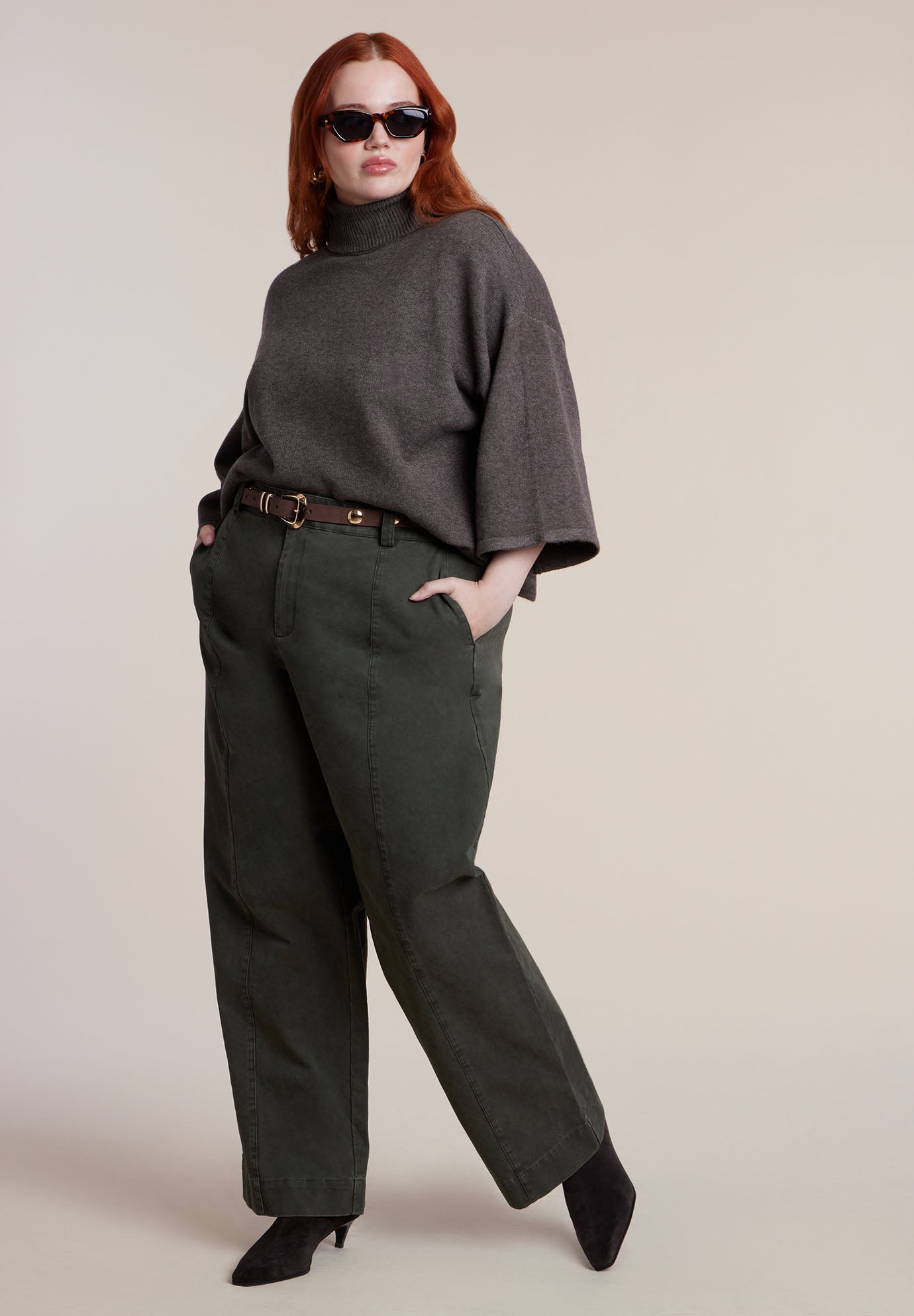 Boxy Three Quarter Sleeve Turtleneck image number 4
