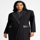 Long Coat With Faux Leather Details image number null