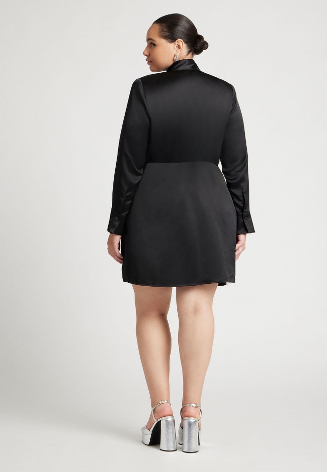 Strong Shoulder Tie Front Mini Dress image number null