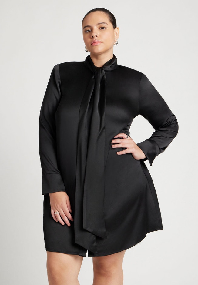 Strong Shoulder Tie Front Mini Dress image number null