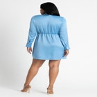 Strong Shoulder Tie Front Mini Dress image number null