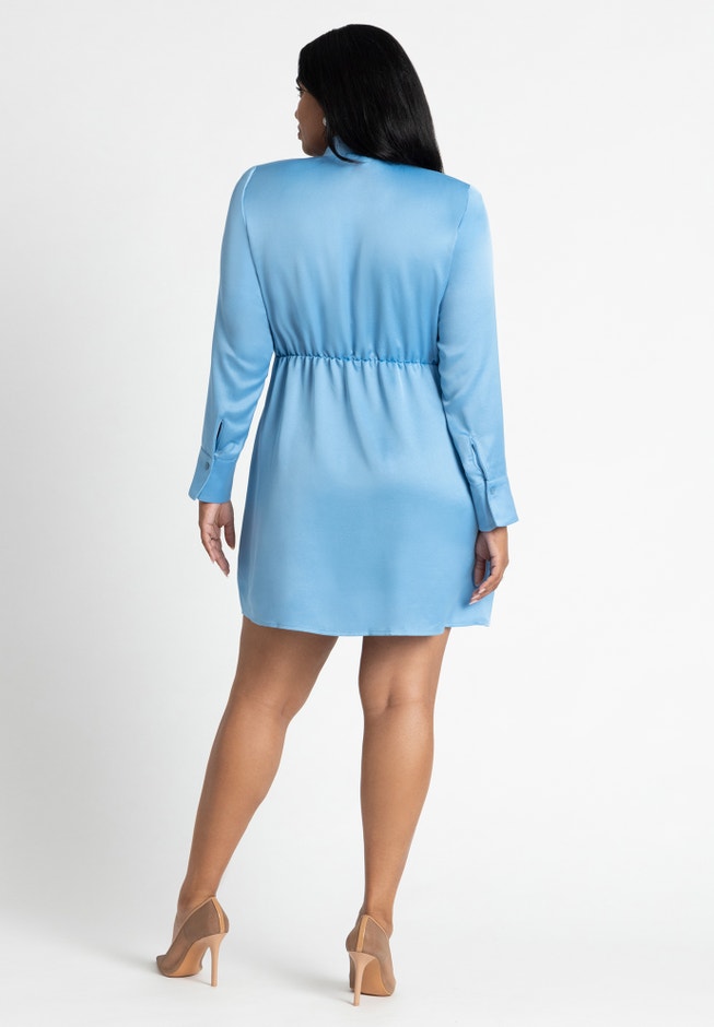 Strong Shoulder Tie Front Mini Dress image number 1