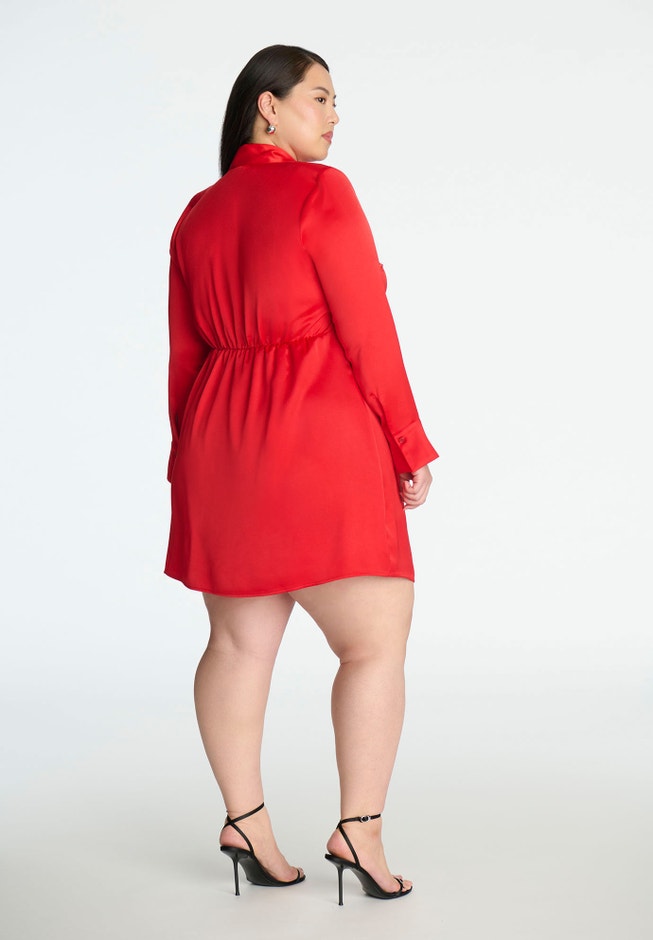 Strong Shoulder Tie Front Mini Dress image number null