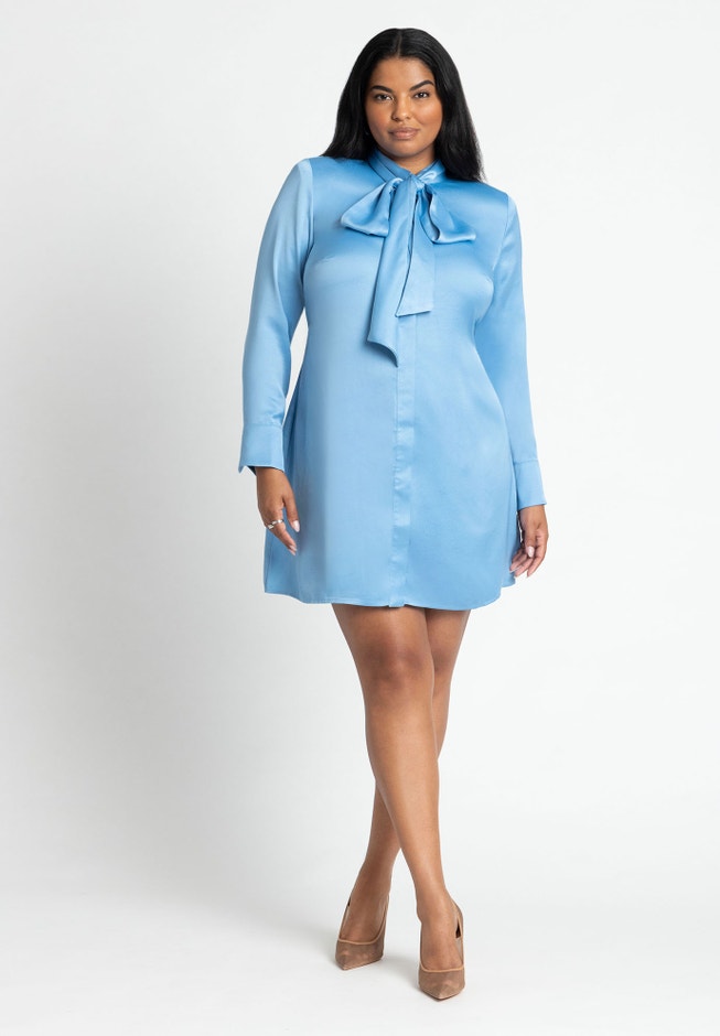 Strong Shoulder Tie Front Mini Dress image number 0