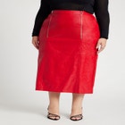 Faux Patent Leather Skirt With Zipper Detail image number null