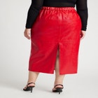 Faux Patent Leather Skirt With Zipper Detail image number null