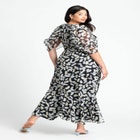 Chiffon Ruched Maxi Dress image number null