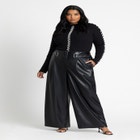 Faux Leather Pant With Belt Detail image number null