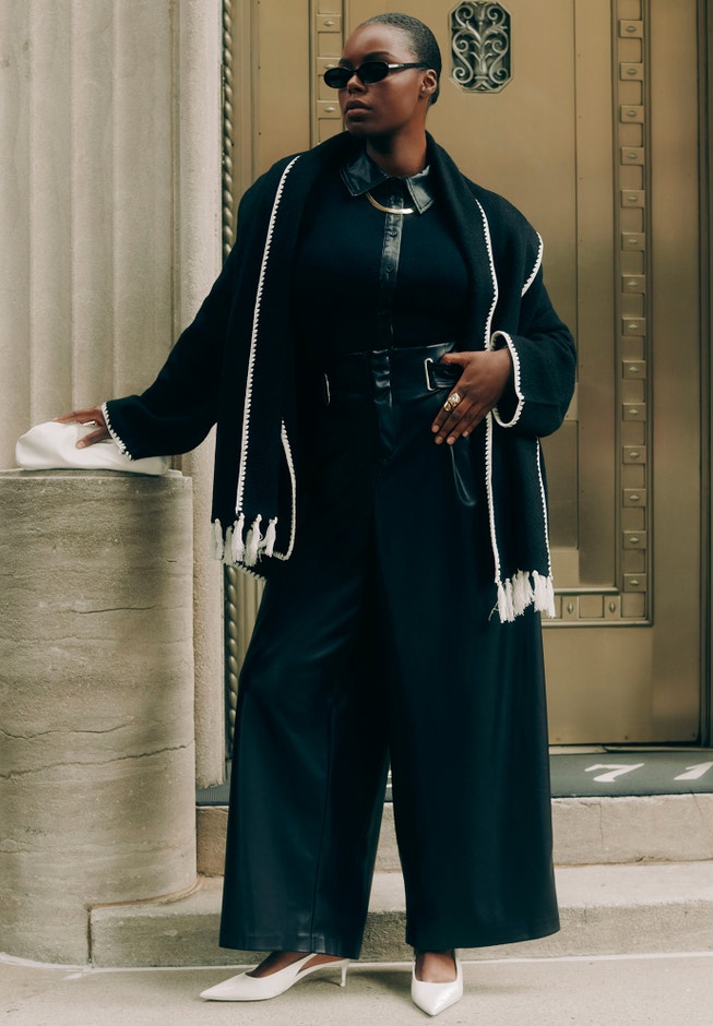 Faux Leather Pant With Belt Detail image number null