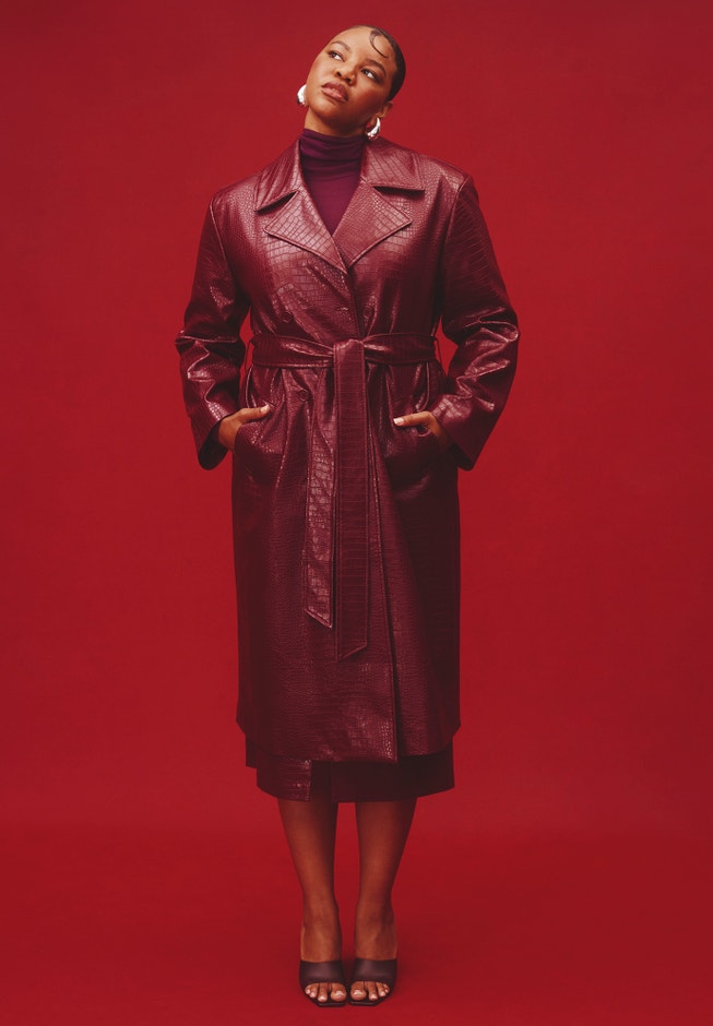 Croc Faux Leather Trench Coat image number 0
