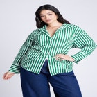 Striped Tie Back Button Up Top image number null