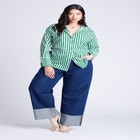 Striped Tie Back Button Up Top image number null