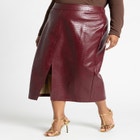 Croc Faux Leather Column Skirt image number null