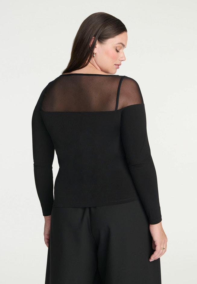 Mesh Panel Long Sleeve Top image number 1