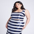 Sequin Striped Crop Top image number null