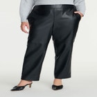 Woven Faux Leather Straight Leg Pant image number null