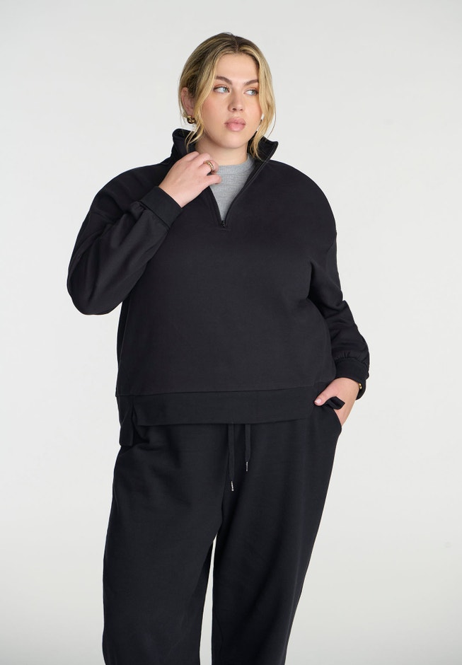 Knit Quarter Zip Collared Sweatshirt image number 0