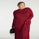 Funnel Neck Midi Sweater Dress image number null