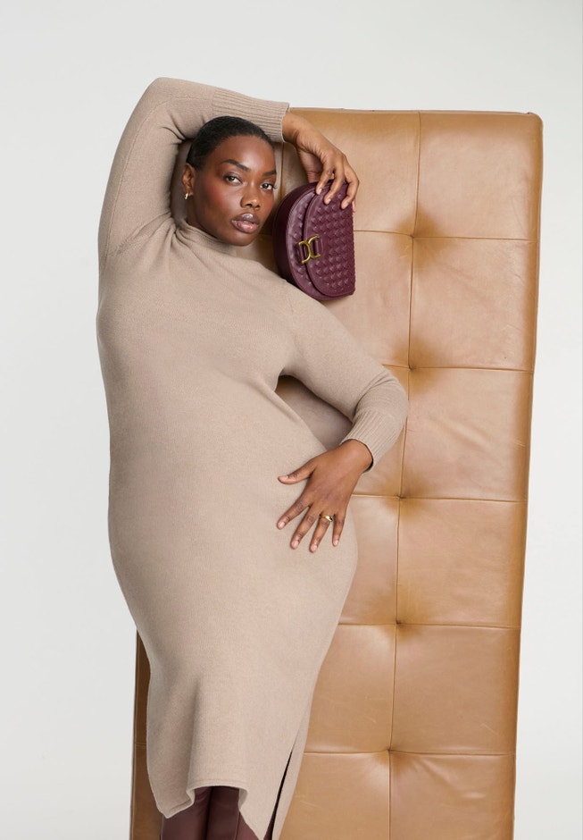 Mock Neck Maxi Sweater Dress image number 3