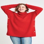 Side Button Turtleneck Sweater image number null