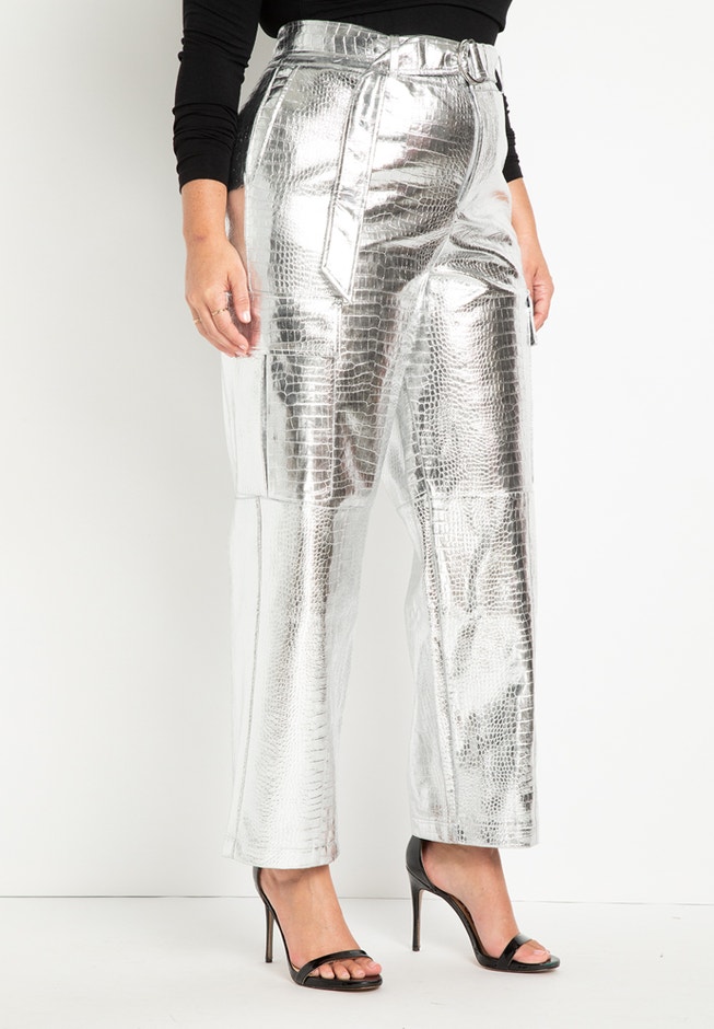 Croc Faux Leather Cargo Pant image number 1