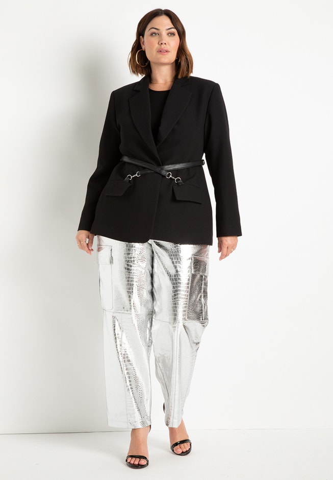 Croc Faux Leather Cargo Pant image number 0