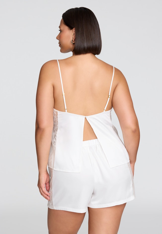 The Lace Panel Tank - Recycled Satin image number null