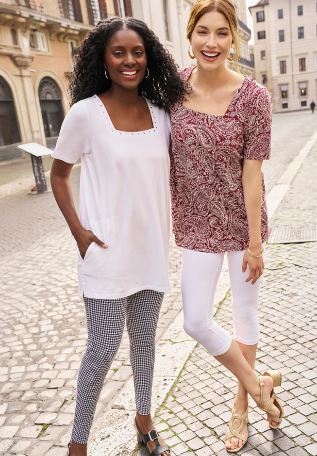 Stretch Cotton Square Neck Tunic image number 1