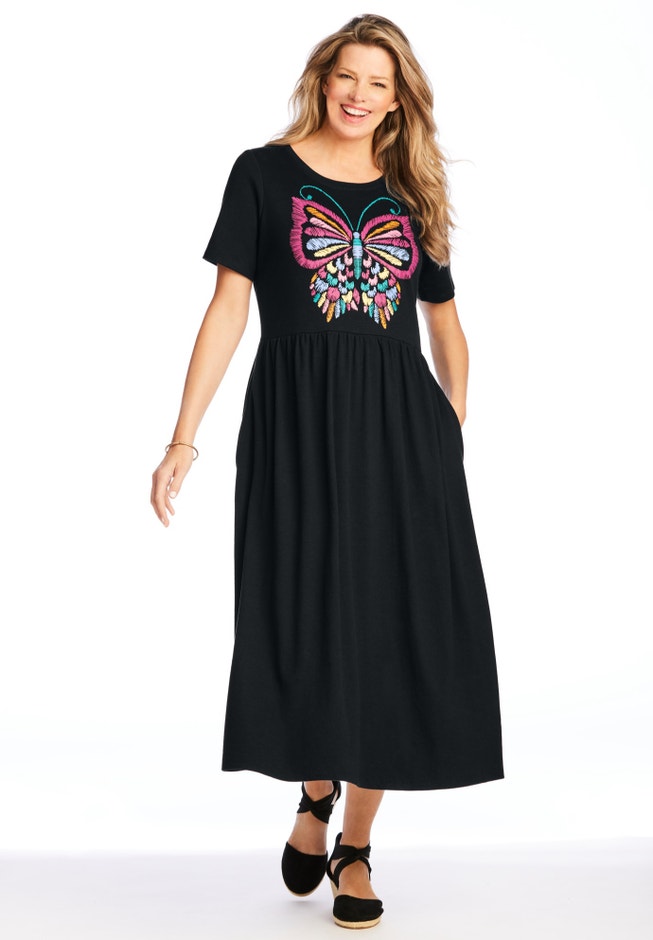 Short-Sleeve Scoopneck Empire Waist Dress | ELOQUII Short-Sleeve Scoopneck Empire Waist Dress | ELOQUII