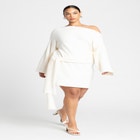 Sweater Mini Dress With Waist Tie image number null