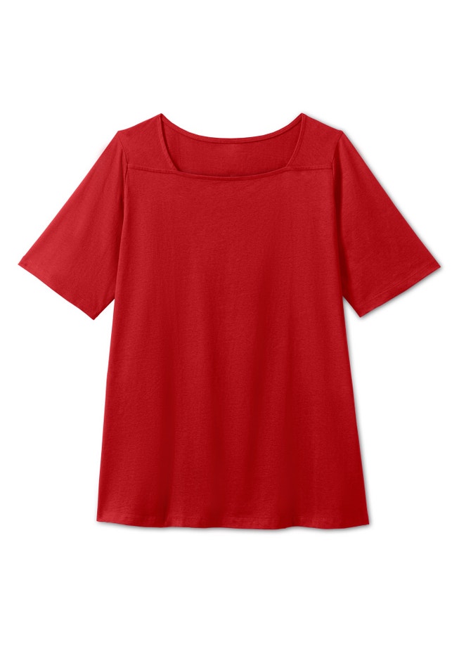 Perfect Elbow-Sleeve Square-Neck Tee image number 3